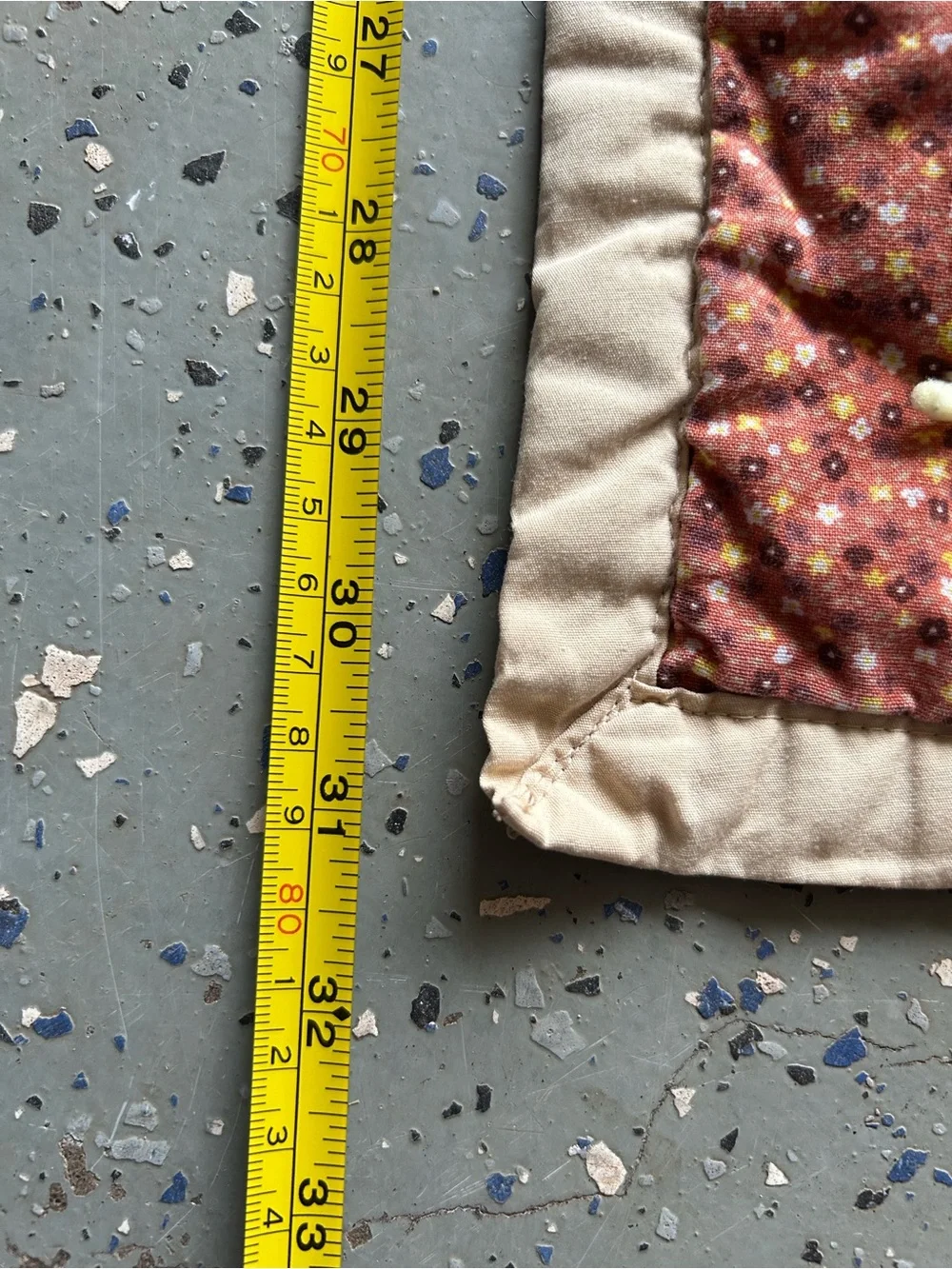Handmade vintage. Rust & Brown Floral Patchwork Quilt
